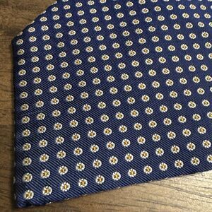 Ralph Lauren LRL Luxury Tie Navy Blue Flower Textured Woven Silk Necktie USA